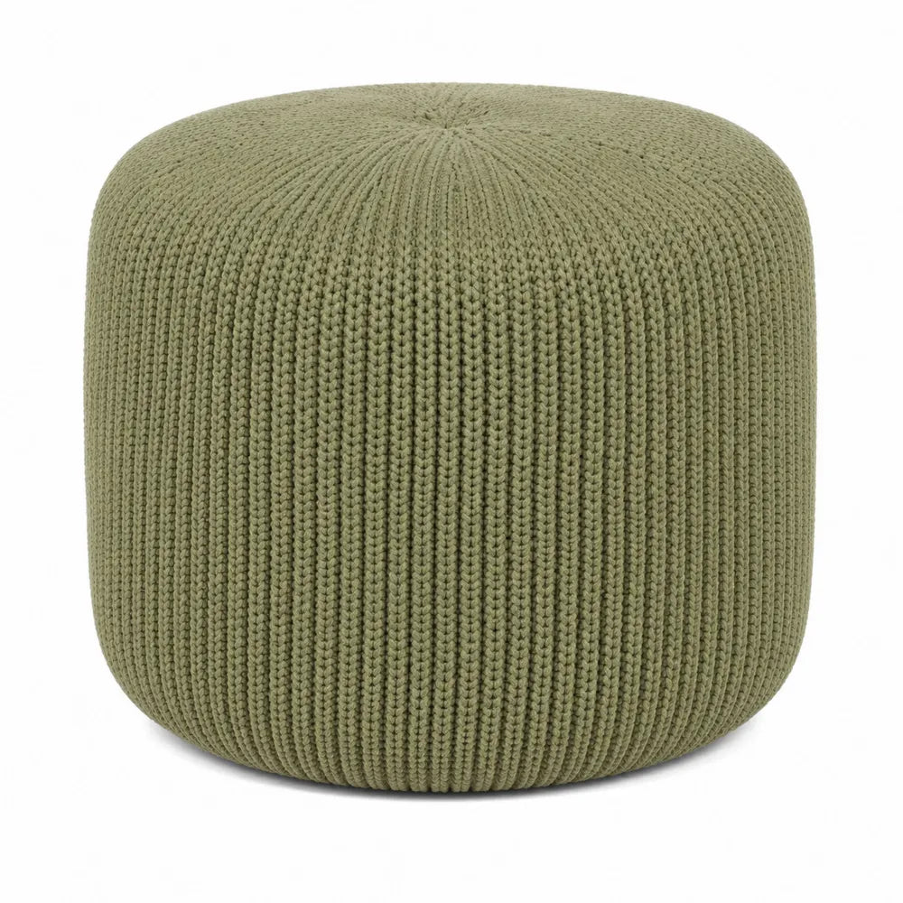 Pouf tondo in maglia verde oliva 50 cm x 40 cm