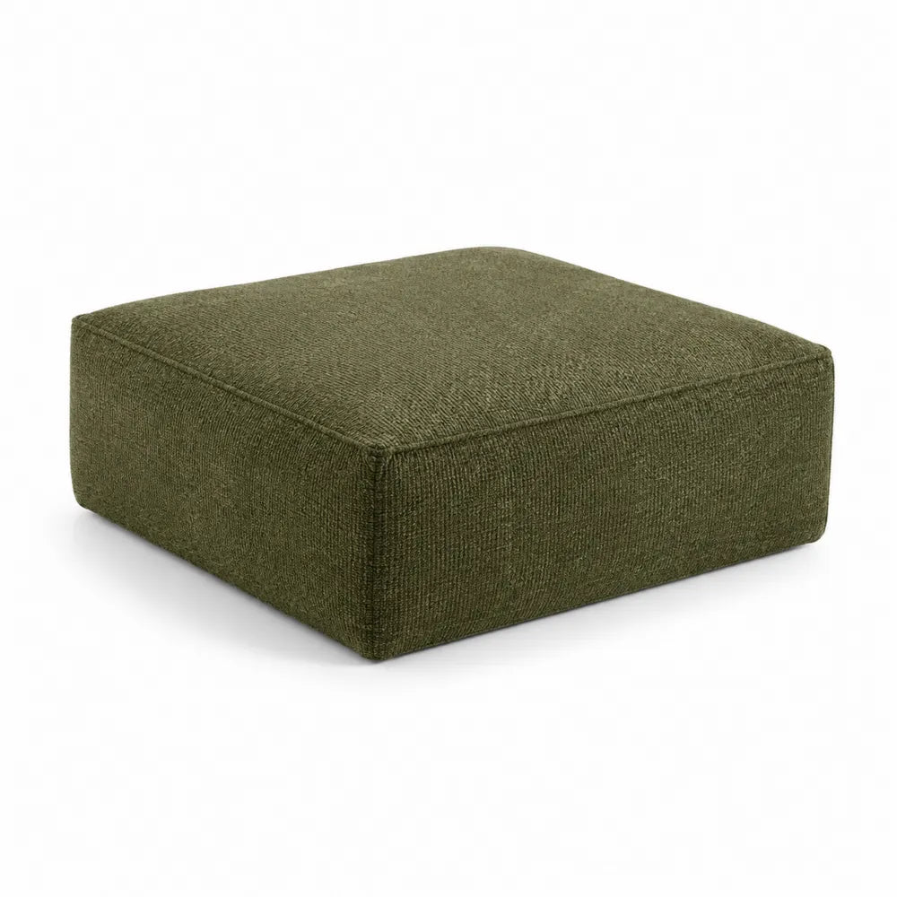 Pouf Quadrato in Tessuto Poliestere Verde 60x60x20 cm