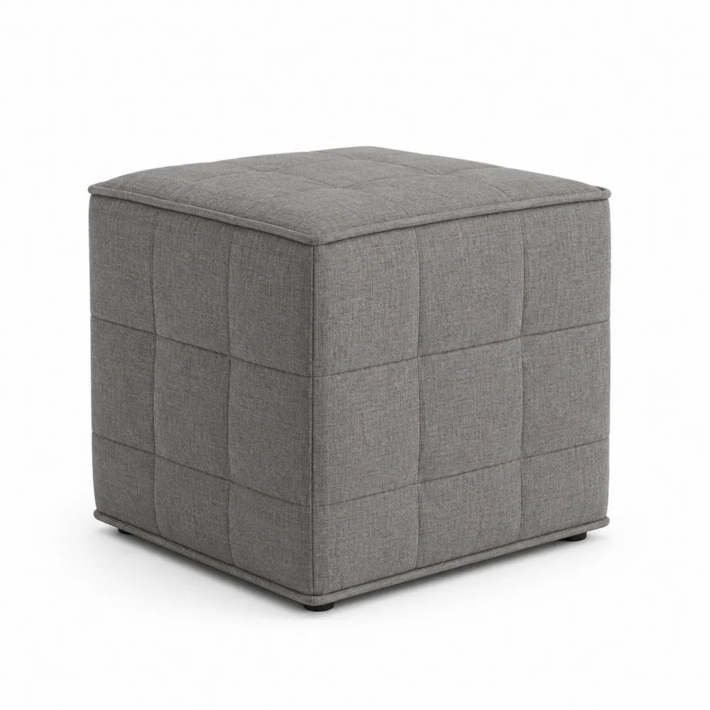 Pouf Cubo in Tessuto Poliestere Grigio 40x40x40 cm