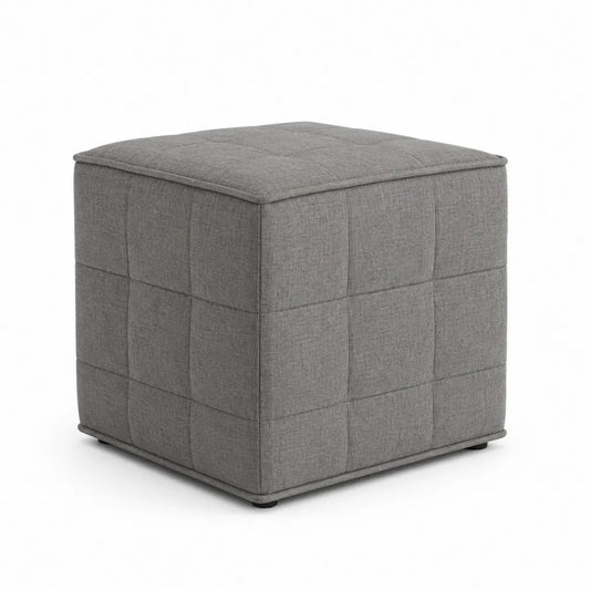 Pouf Cubo in Tessuto Poliestere Grigio 40x40x40 cm