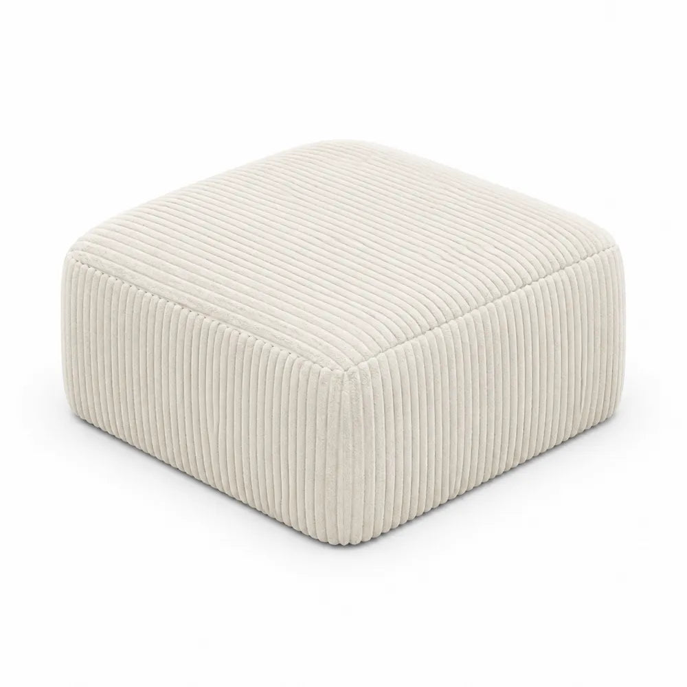 Pouf quadrato in velluto a coste beige