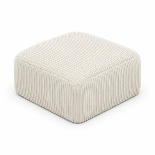 Pouf quadrato in velluto a coste beige