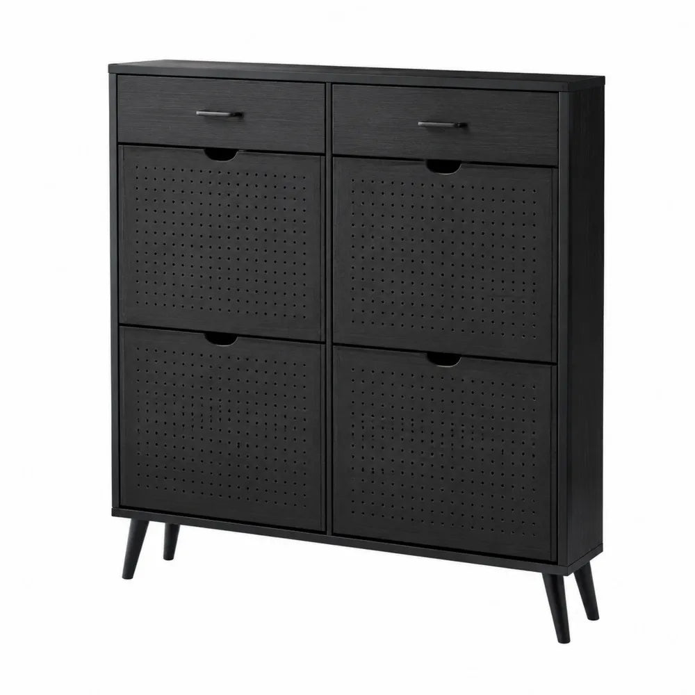 Scarpiera in legno MDF nero con ante ventilate