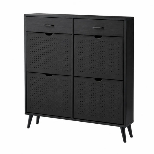 Scarpiera in legno MDF nero con ante ventilate