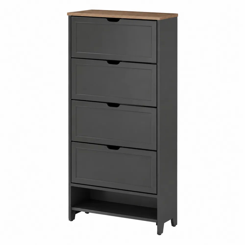 Scarpiera a 4 cassetti in legno e MDF nero