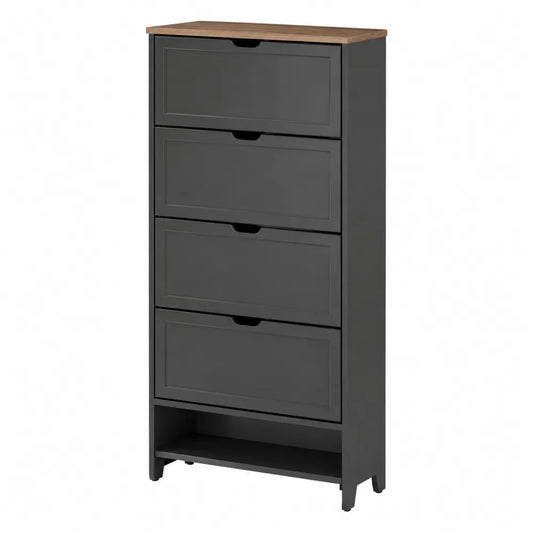 Scarpiera a 4 cassetti in legno e MDF nero